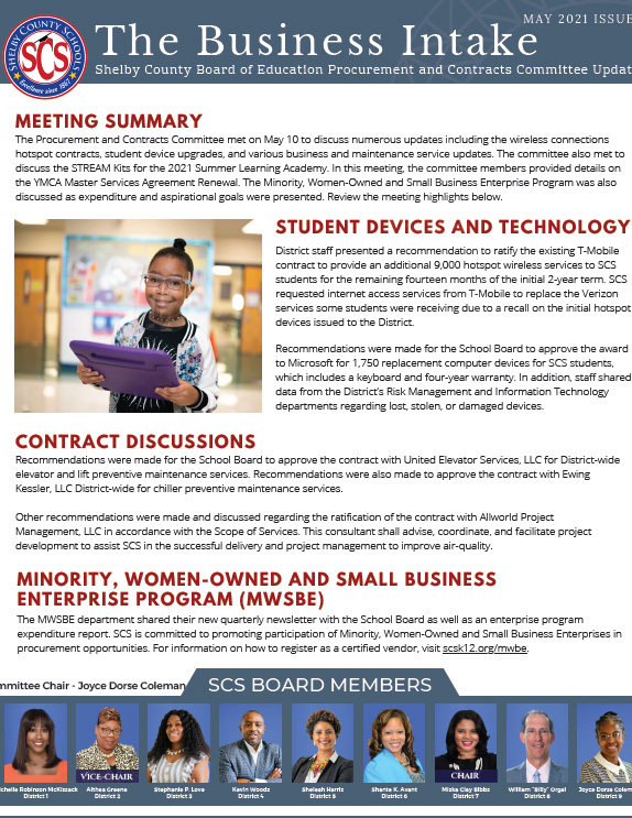 The Business Intake (Procurement Committee Newsletter) May 2021 Updated